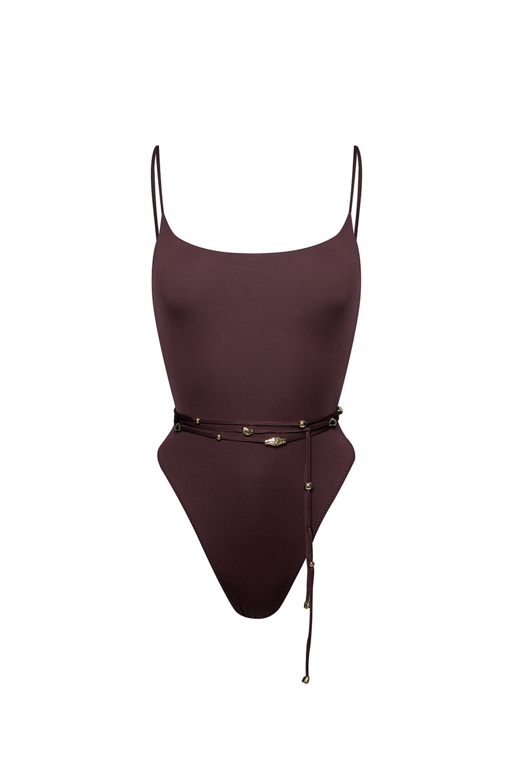 Swimsuit ZOE with belt Chocolate