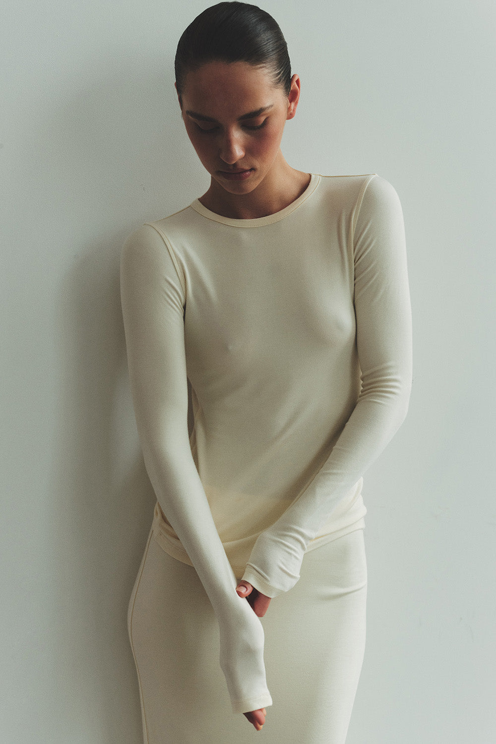 Modal long sleeve GRACE Ecru