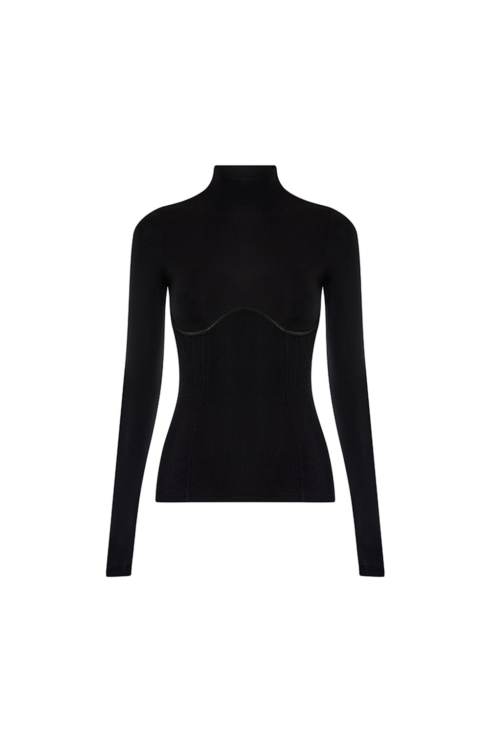 Corset waist turtleneck Black