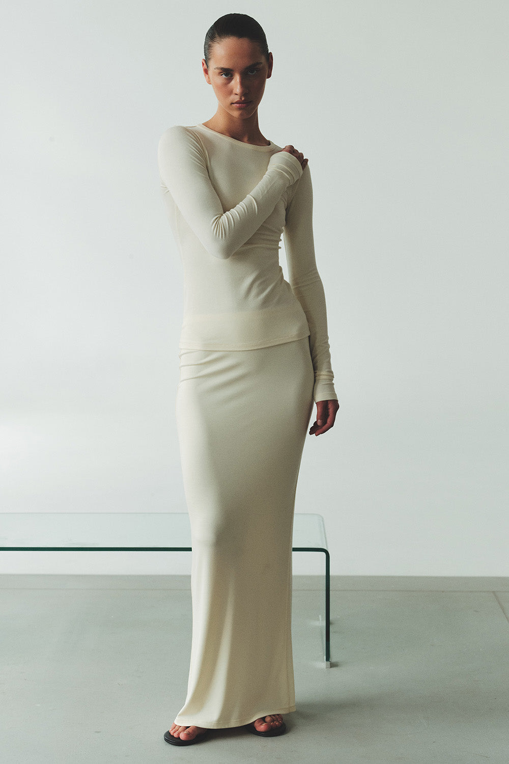 Modal skirt GRACE Ecru