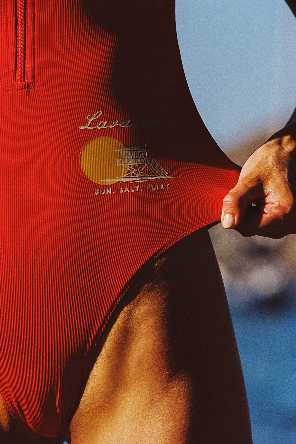 Swimsuit with print BEACH PATROL Red