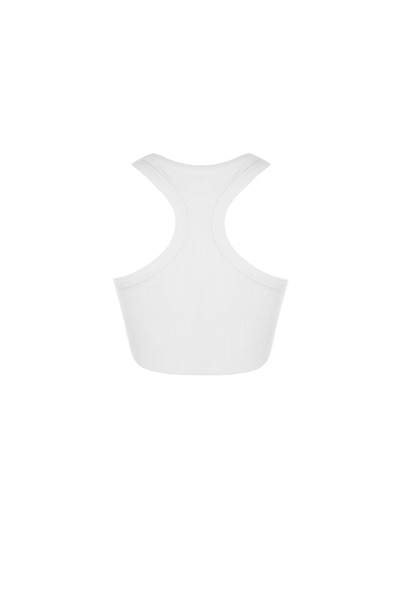 Raw edge crop top AVRORA White